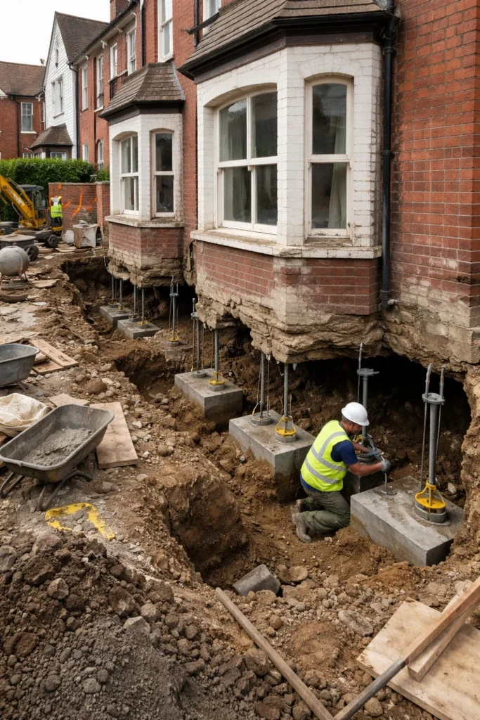 Underpinning work on an older property in Rutland