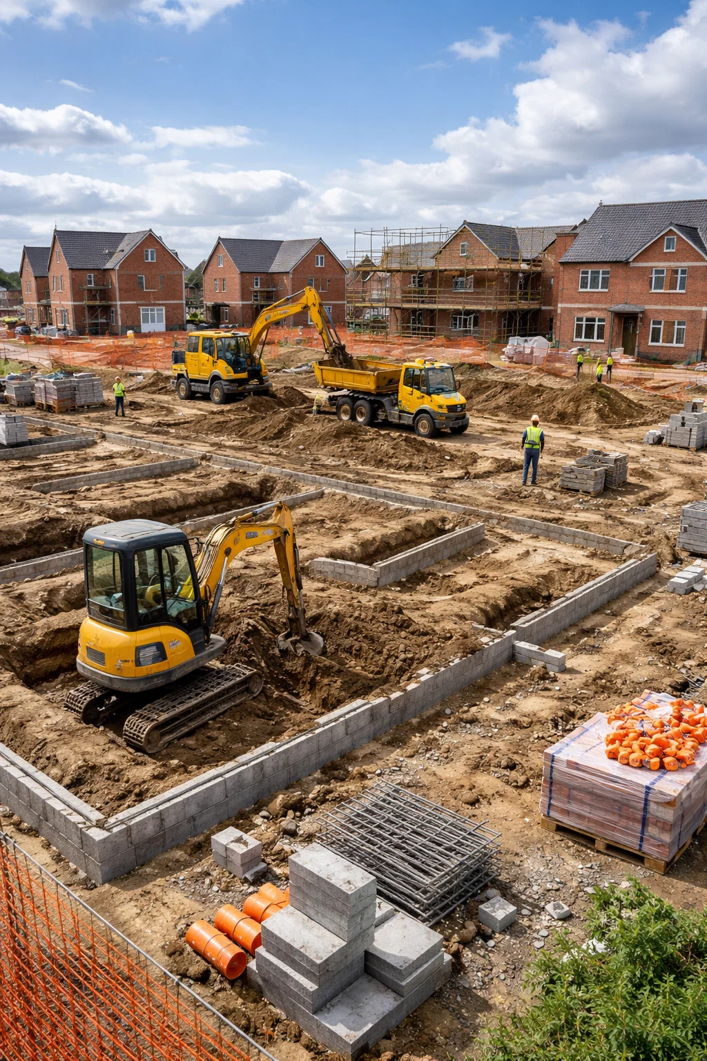 New build groundworks excavation on a Rutland construction site